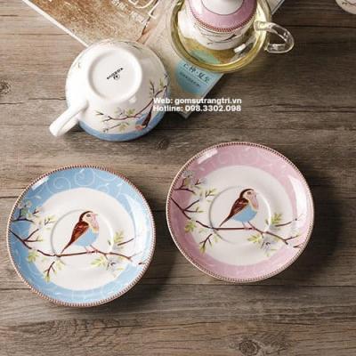 BỘ TRÀ CHIỀU 1 NGƯỜI HỌA TIẾT CHIM HOA